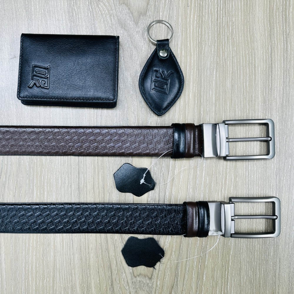 Best Combo Dual Tone Moving Belt , Mini Wallet &amp; Key Ring - Main view showing full design